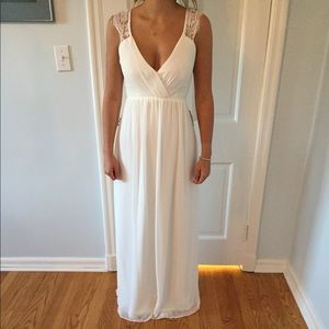 Lulu’s Whimsical Wonder White Lace Maxi Dress